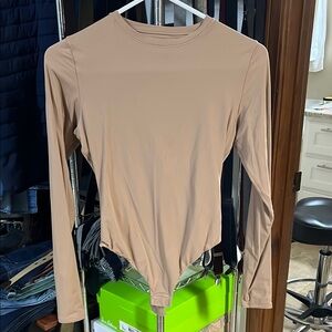 Beige Long Sleeve Bodysuit skims